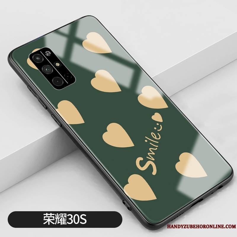 Honor 30s Coque Vert Protection Étui Verre Silicone Miroir Amour