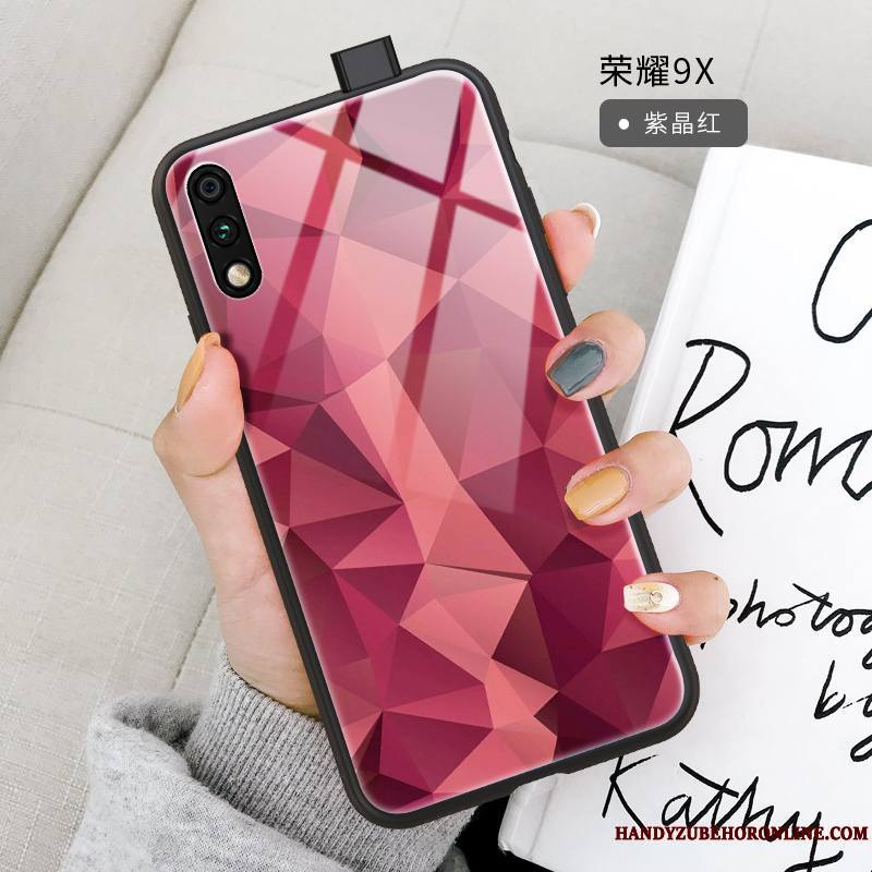 Honor 9x Coque Dessin Animé Net Rouge Simple Losange Bleu Incassable Très Mince