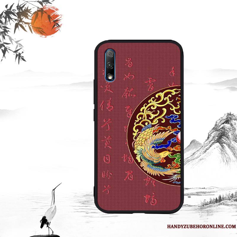 Honor 9x Coque Personnalité Tout Compris Gaufrage Personnalisé Style Chinois Vintage Fluide Doux