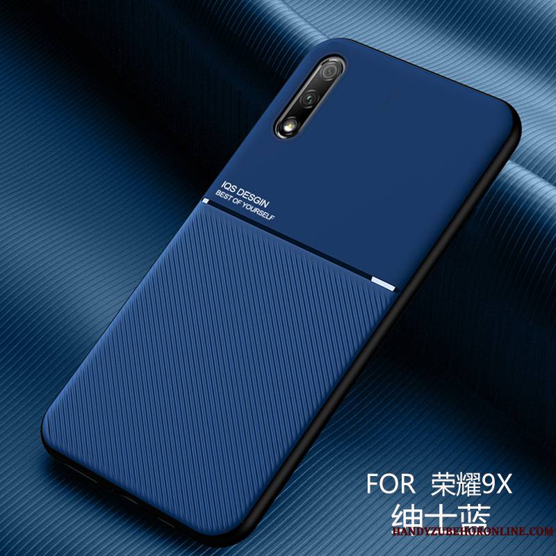 Honor 9x Coque Simple Nouveau Net Rouge Délavé En Daim Magnétisme Silicone Incassable