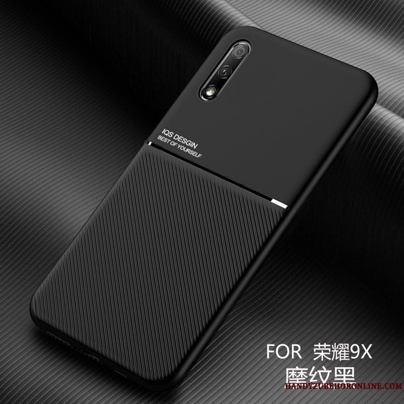 Honor 9x Coque Simple Nouveau Net Rouge Délavé En Daim Magnétisme Silicone Incassable