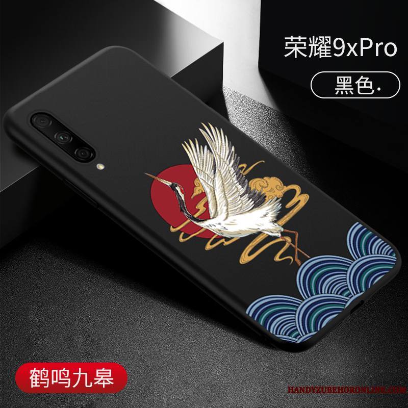 Honor 9x Pro Coque Nouveau Gaufrage Tendance Personnalité Marque De Tendance Noir Luxe