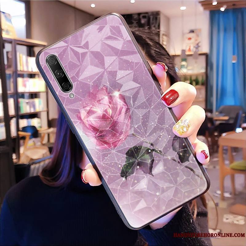 Honor 9x Pro Modèle Fleurie Cœur Coque Losange De Téléphone Protection Étui