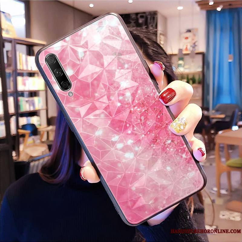 Honor 9x Pro Modèle Fleurie Cœur Coque Losange De Téléphone Protection Étui