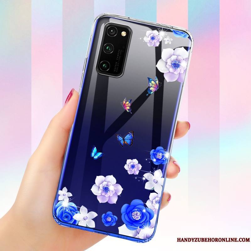 Honor View30 Coque Créatif Tendance Personnalité Bleu Silicone Tout Compris Légère