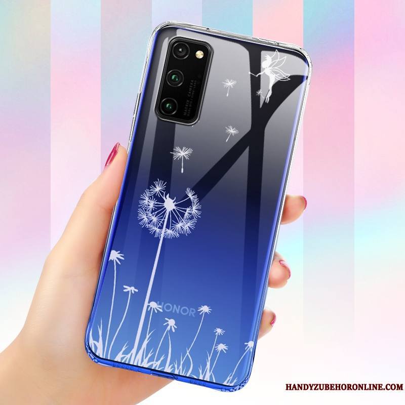 Honor View30 Coque Créatif Tendance Personnalité Bleu Silicone Tout Compris Légère