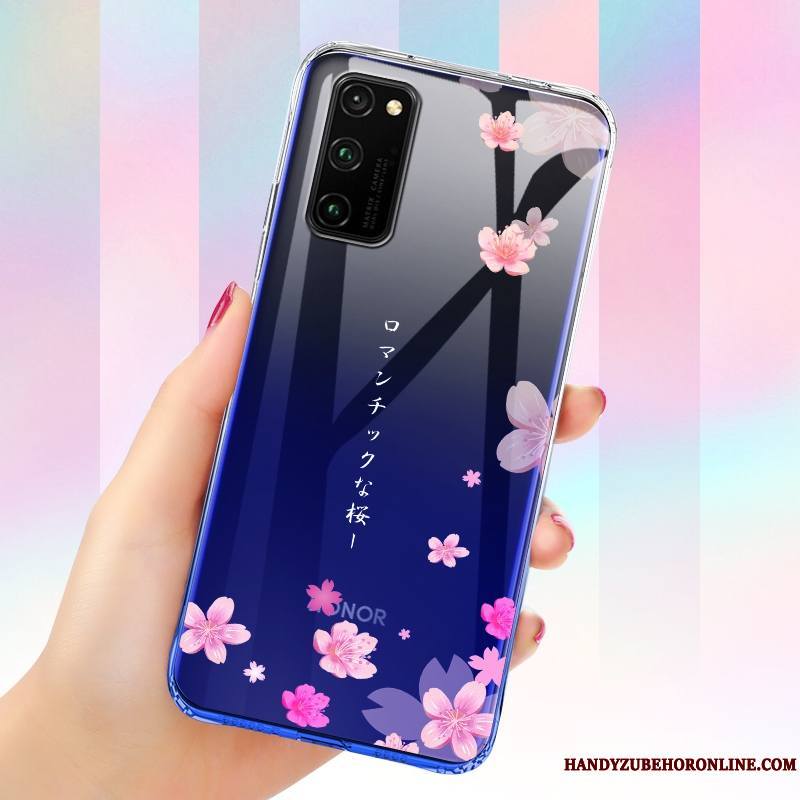 Honor View30 Coque Créatif Tendance Personnalité Bleu Silicone Tout Compris Légère