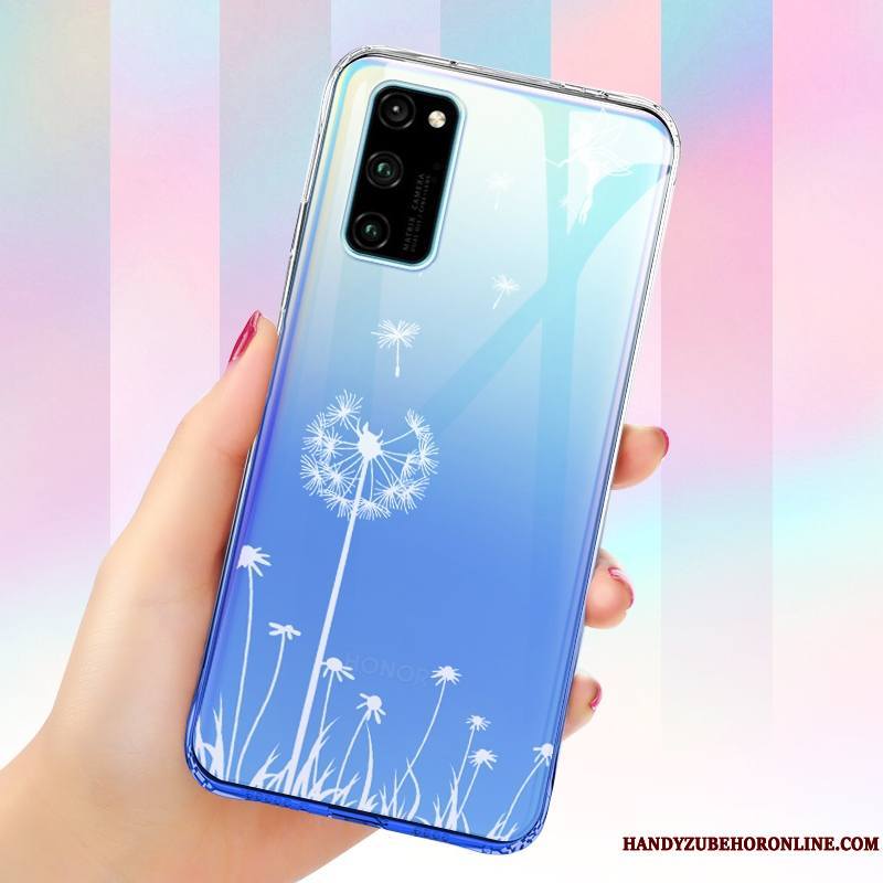 Honor View30 Coque Créatif Tendance Personnalité Bleu Silicone Tout Compris Légère