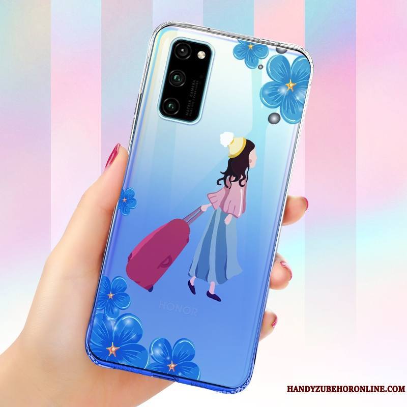 Honor View30 Coque Créatif Tendance Personnalité Bleu Silicone Tout Compris Légère