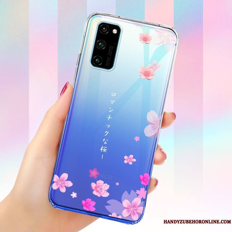 Honor View30 Coque Créatif Tendance Personnalité Bleu Silicone Tout Compris Légère