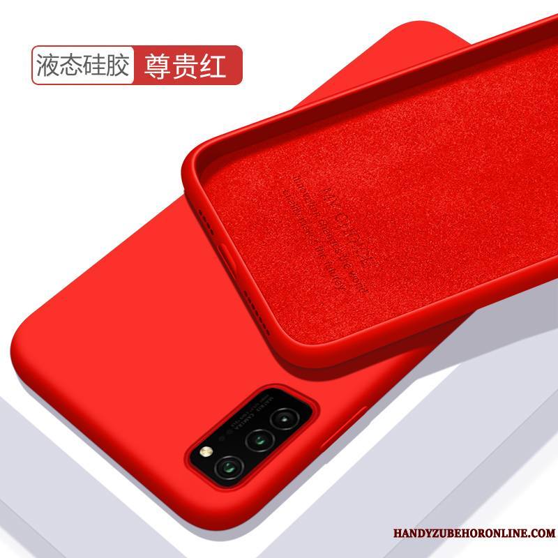 Honor View30 Coque Très Mince Net Rouge Étui Silicone Personnalité Simple Noir