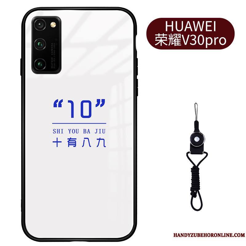 Honor View30 Pro Coque De Téléphone Motif Blanc Verre Trempé Amoureux Noir Personnalité