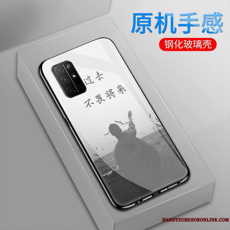 Honor View30 Pro Coque Personnalité Verre Étui Noir Amoureux Art Créatif