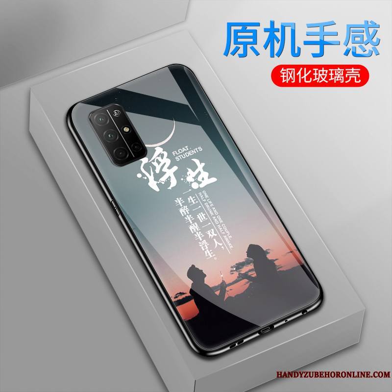 Honor View30 Pro Coque Personnalité Verre Étui Noir Amoureux Art Créatif