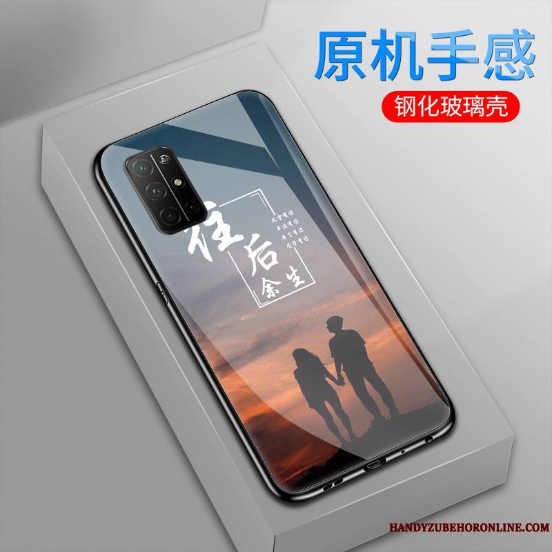 Honor View30 Pro Coque Personnalité Verre Étui Noir Amoureux Art Créatif