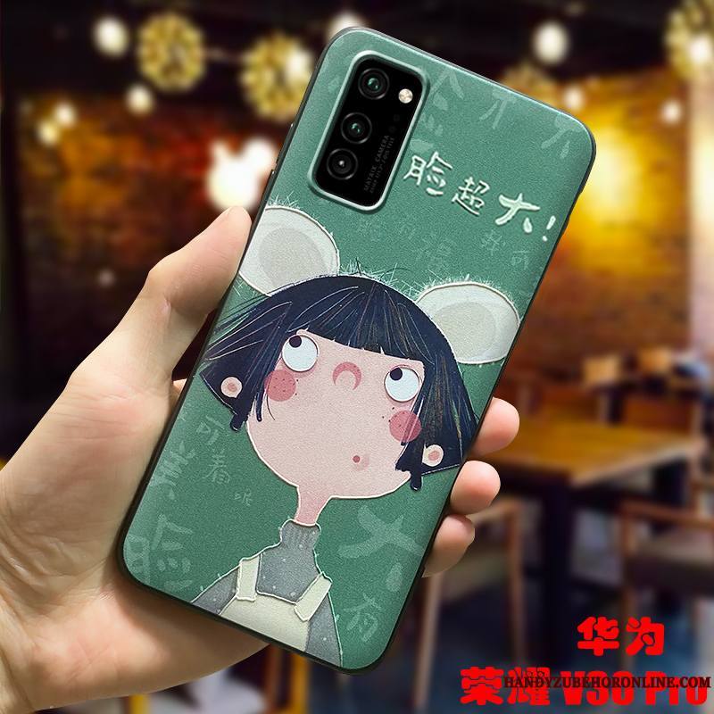 Honor View30 Pro Coque Petit Étui Dessin Animé Marque De Tendance Vert Charmant Fluide Doux