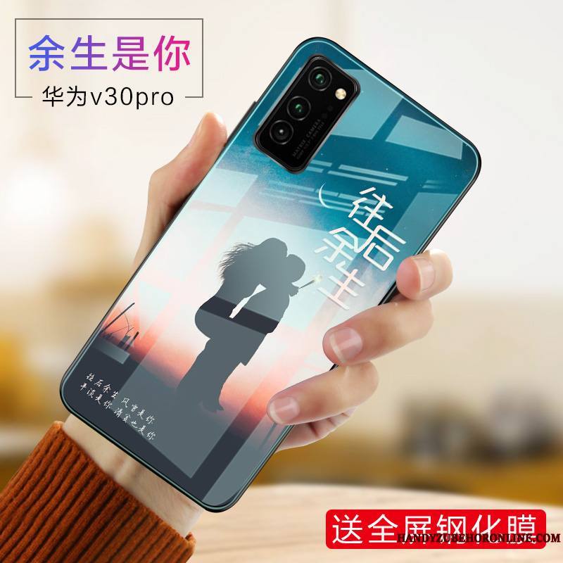 Honor View30 Pro Coque Protection Incassable Tout Compris Personnalité Silicone Étui Délavé En Daim