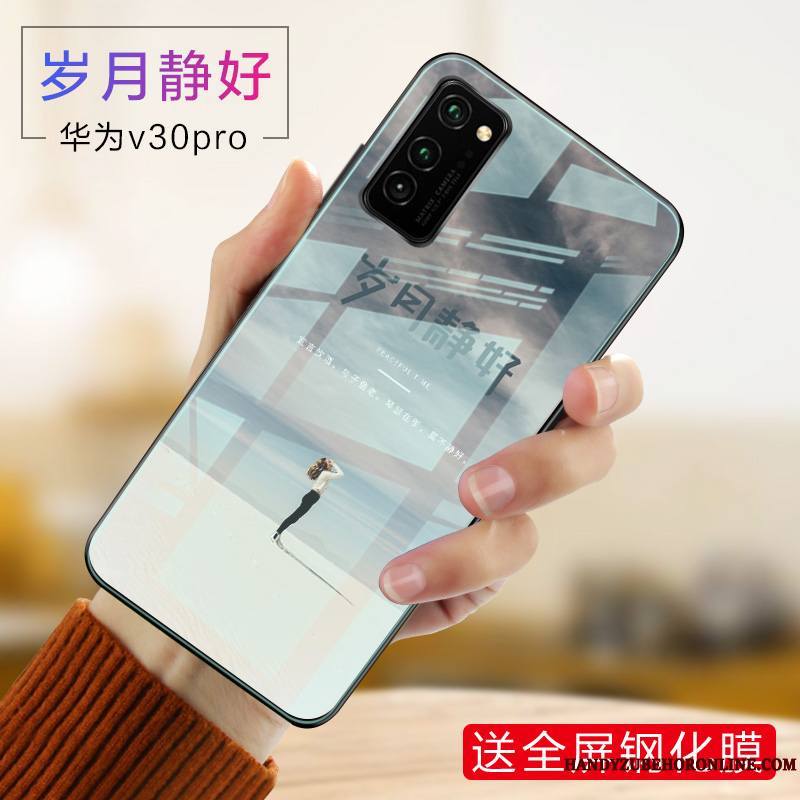 Honor View30 Pro Coque Protection Incassable Tout Compris Personnalité Silicone Étui Délavé En Daim