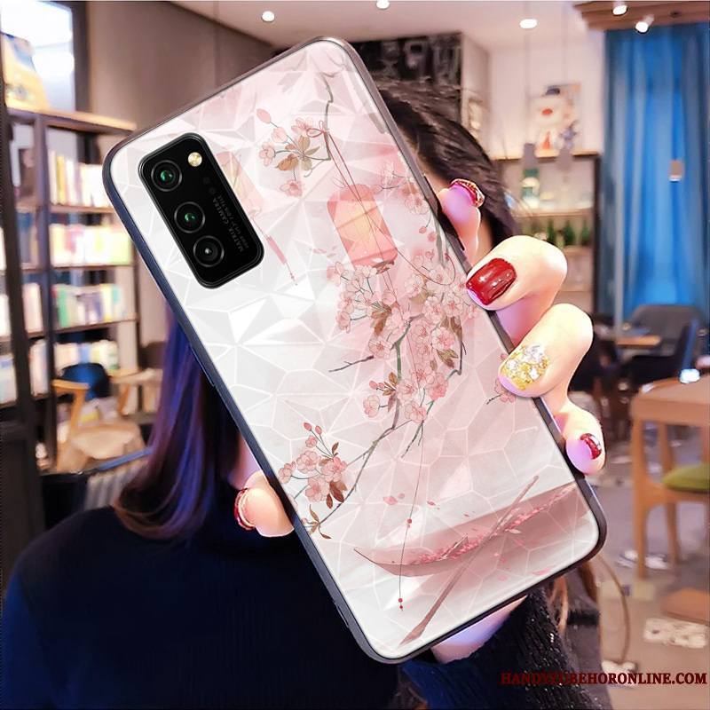 Honor View30 Pro Personnalité Losange Modèle Fleurie Style Chinois Coque De Téléphone Marque De Tendance Incassable