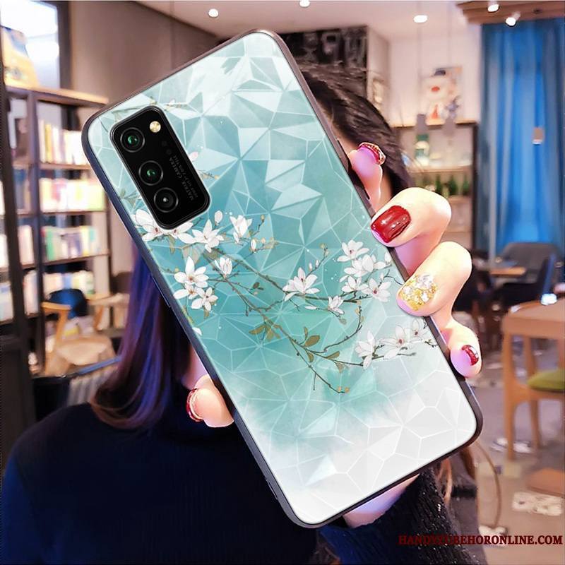 Honor View30 Pro Personnalité Losange Modèle Fleurie Style Chinois Coque De Téléphone Marque De Tendance Incassable