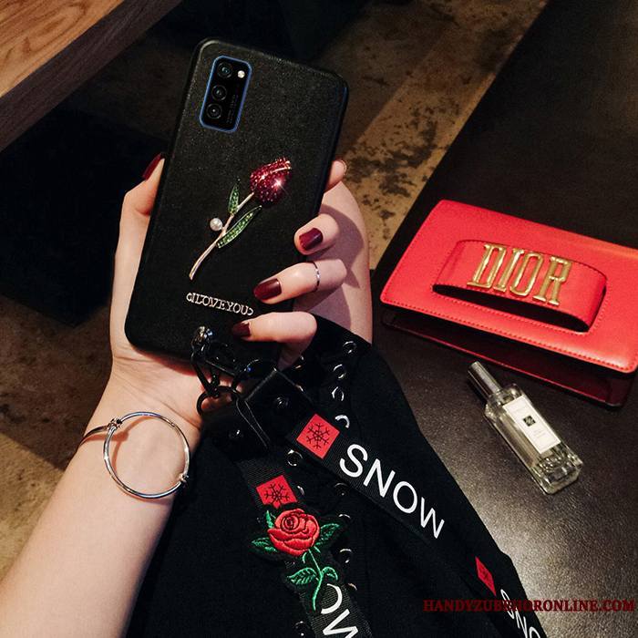 Honor View30 Pro Protection Rose Fleur Étui Tendance Coque Rouge