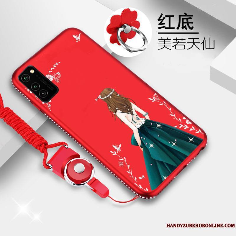 Honor View30 Étui Silicone Net Rouge Marque De Tendance Coque Fluide Doux De Téléphone