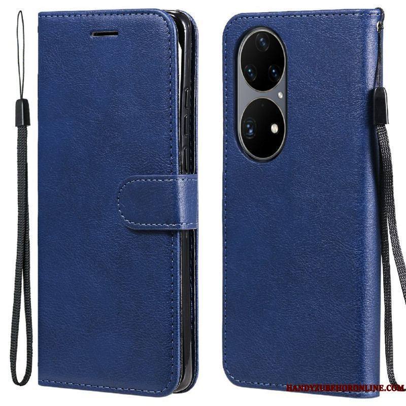 Housse Huawei P50 Pro Effet Cuir à Lanière