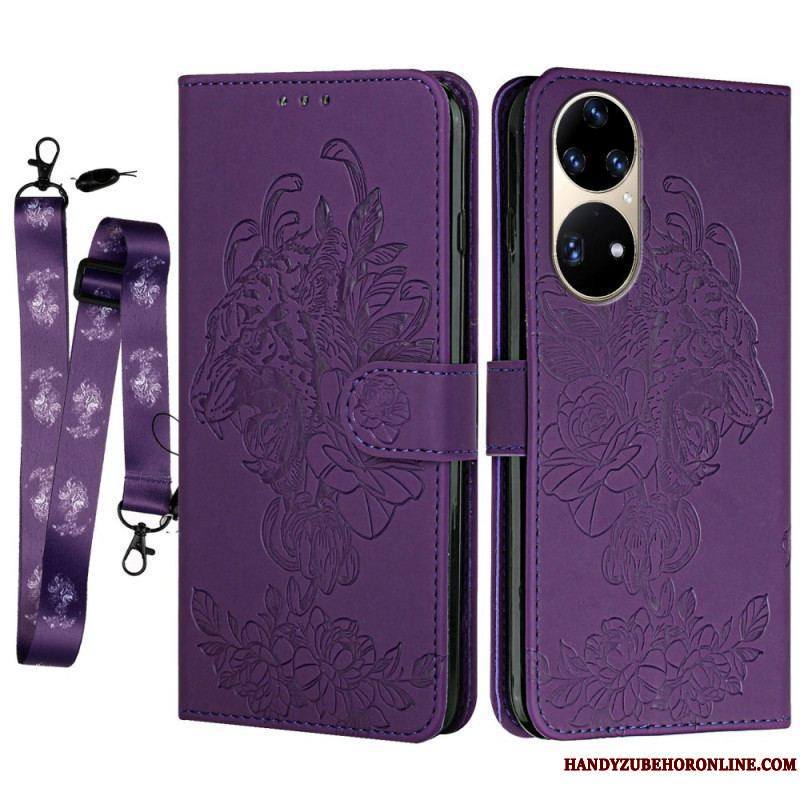 Housse Huawei P50 Pro Tigre Baroque à Lanière