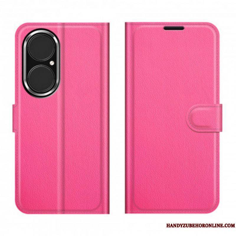 Housse Huawei P50 Style Cuir Litchi Classique