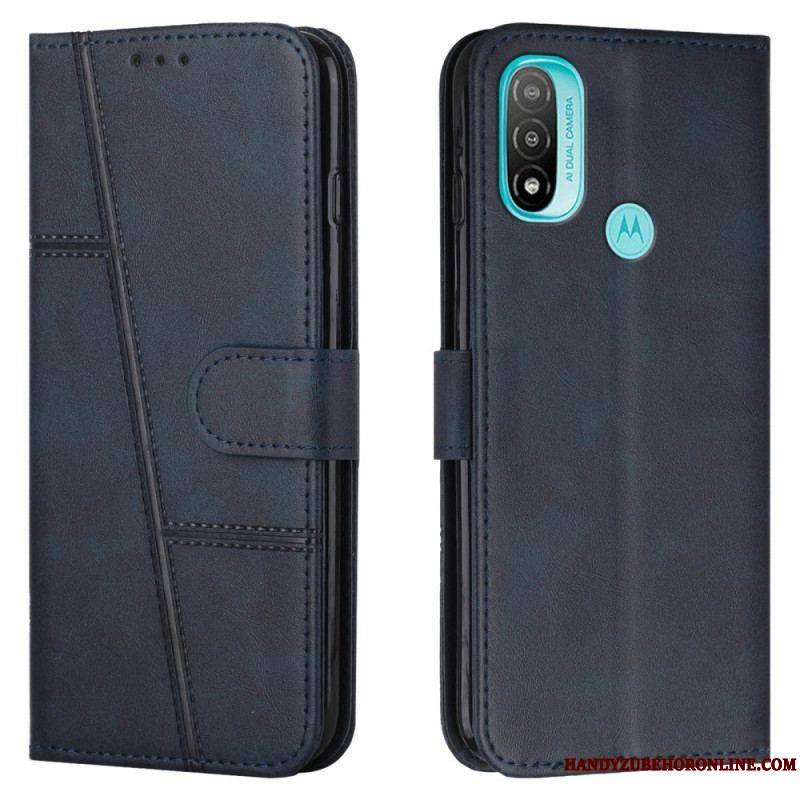 Housse Moto E40 / E30 / E20 Effet Cuir Géo à Lanière