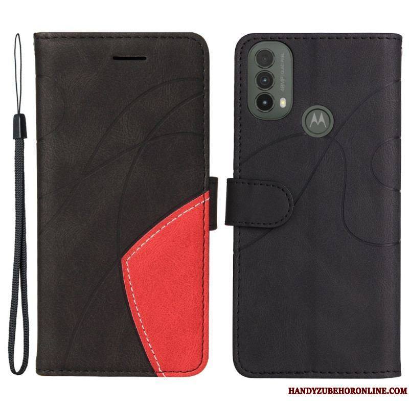 Housse Moto E40 / E30 / E20 Simili Cuir Bicolore Signature