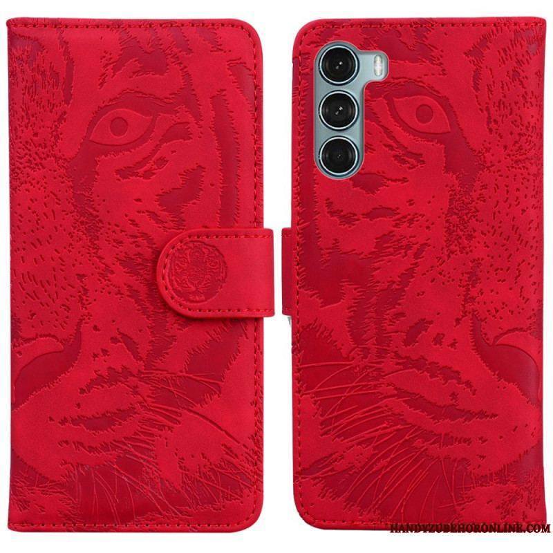 Housse Moto G200 5G Empreinte Face de Tigre