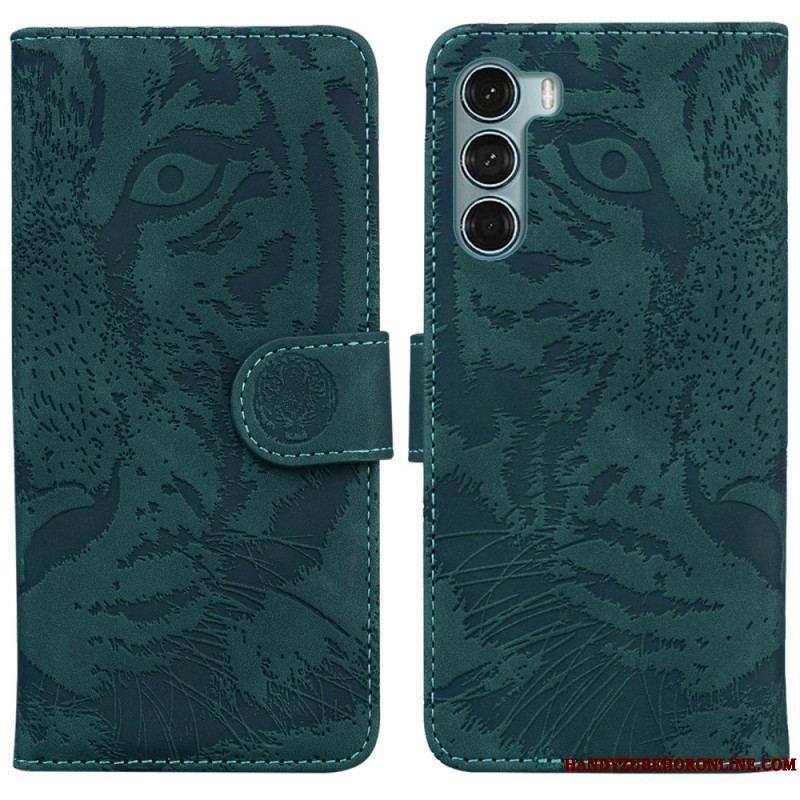 Housse Moto G200 5G Empreinte Face de Tigre