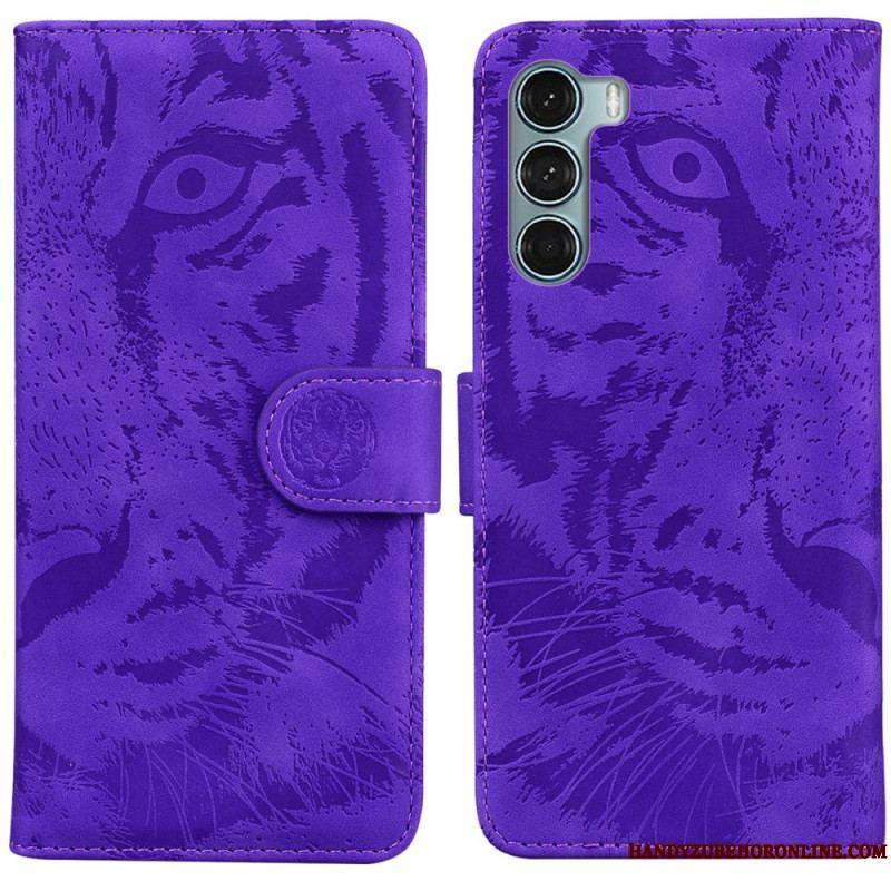 Housse Moto G200 5G Empreinte Face de Tigre