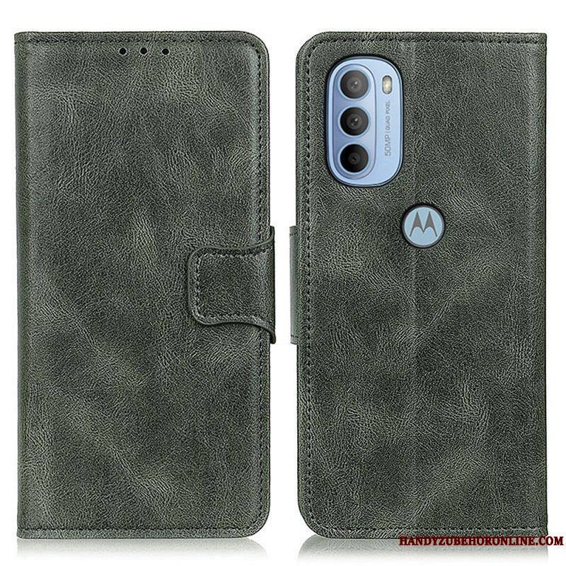 Housse Moto G41 / G31 Effet Cuir Fermoir Réversible