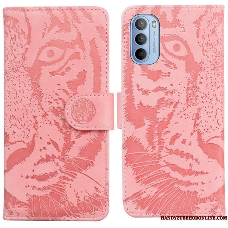 Housse Moto G41 / G31 Empreinte Face de Tigre