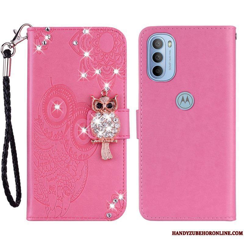 Housse Moto G41 / G31 Hibou Mandala et Breloque