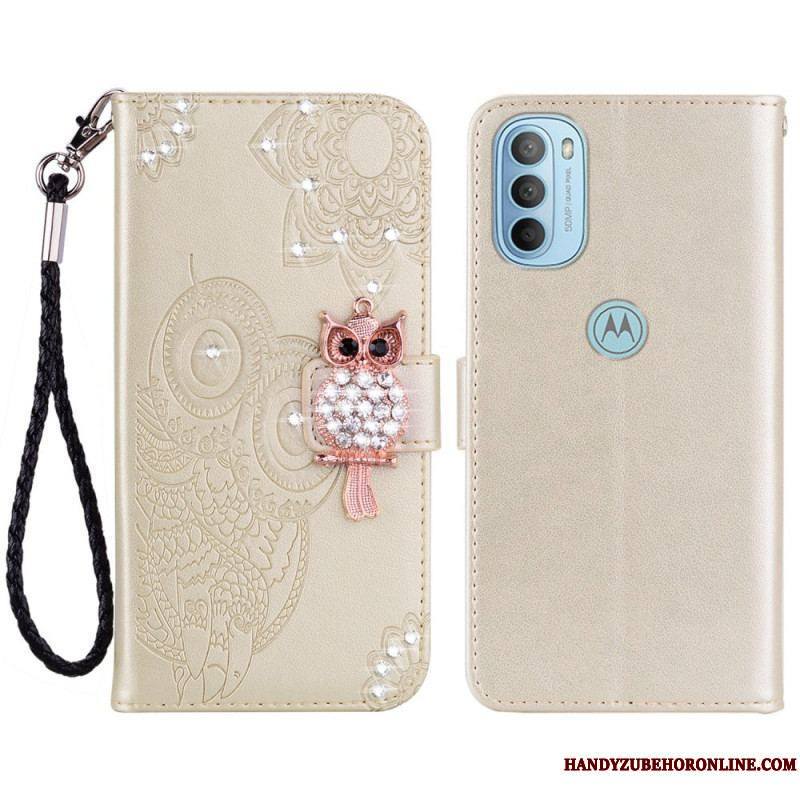 Housse Moto G41 / G31 Hibou Mandala et Breloque