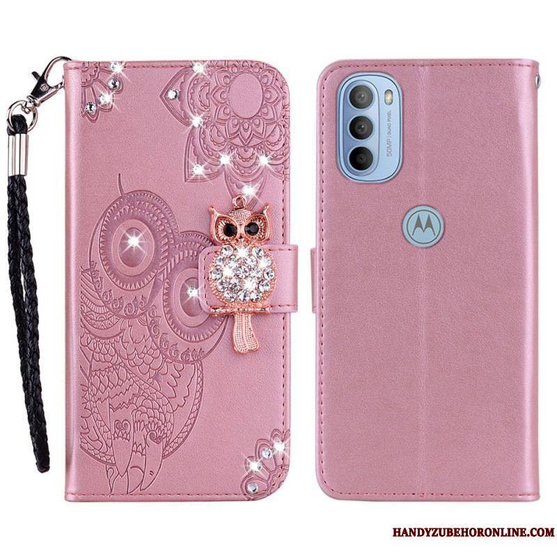 Housse Moto G41 / G31 Hibou Mandala et Breloque