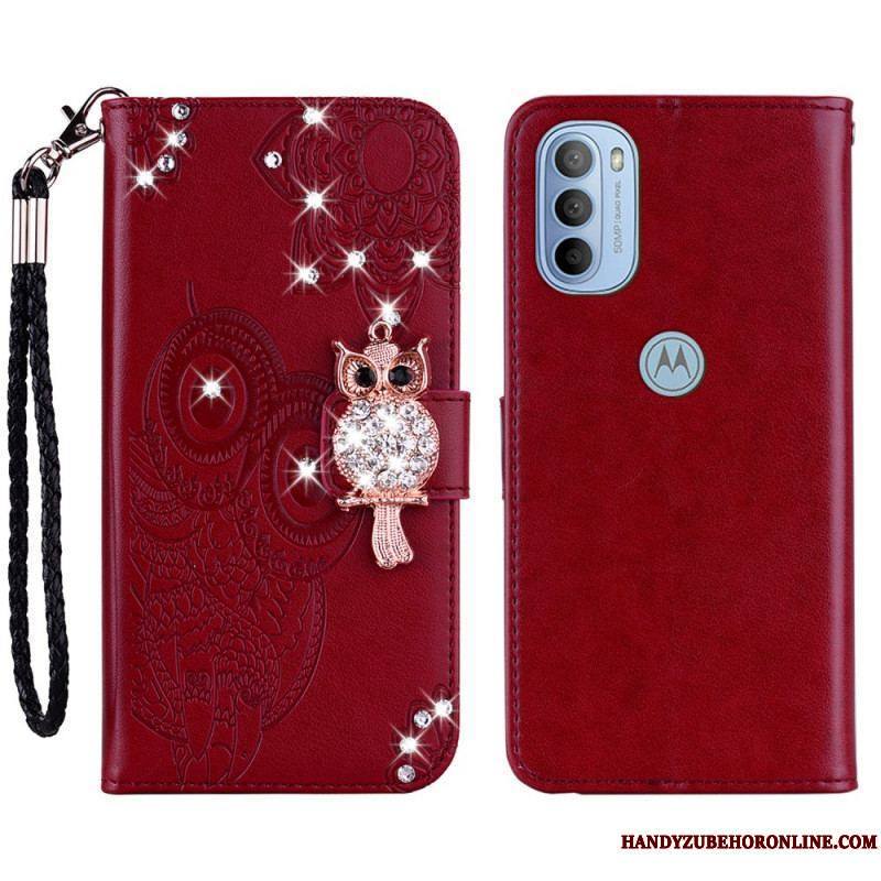 Housse Moto G41 / G31 Hibou Mandala et Breloque