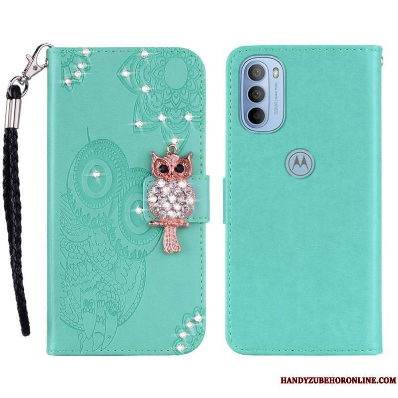 Housse Moto G41 / G31 Hibou Mandala et Breloque