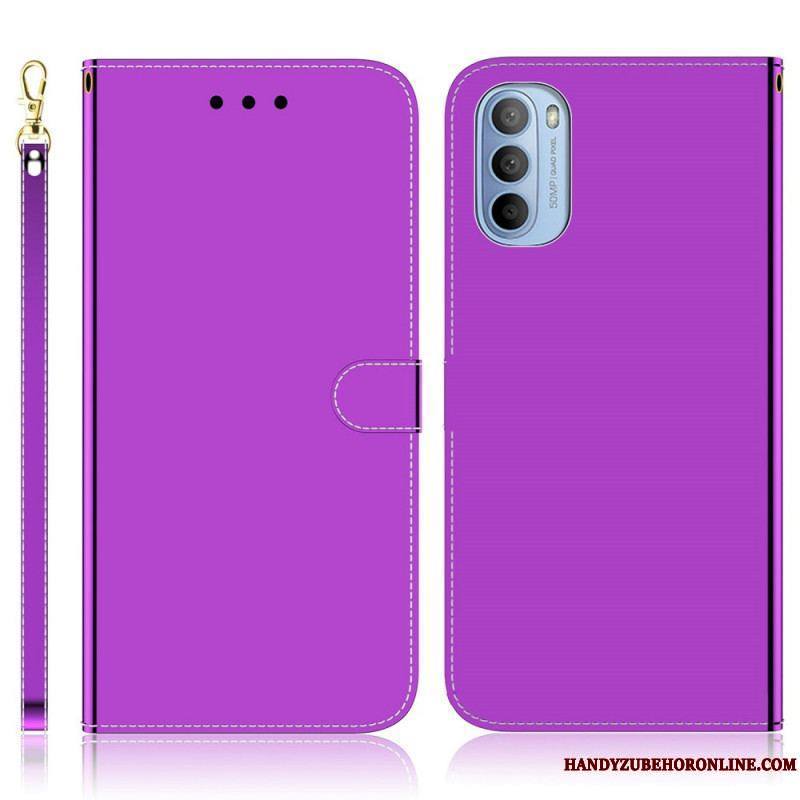 Housse Moto G41 / G31 Simili Cuir Couverture Miroir