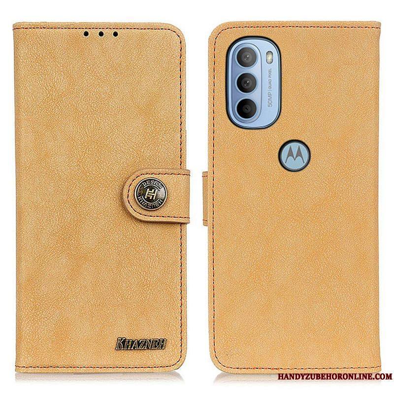 Housse Moto G41 / G31 Simili Cuir Fendu Rétro KHAZNEH
