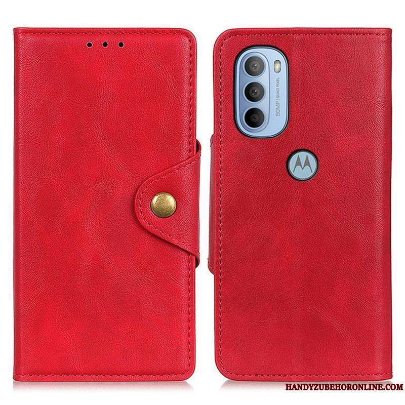 Housse Moto G41 / G31 Simili Cuir Vintage et Bouton