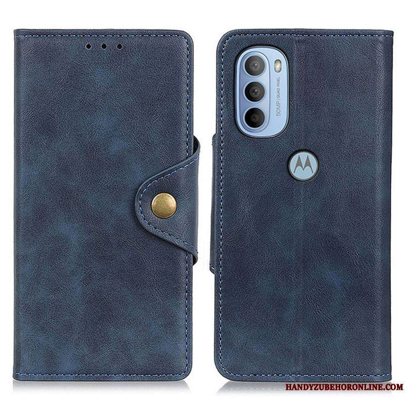 Housse Moto G41 / G31 Simili Cuir Vintage et Bouton