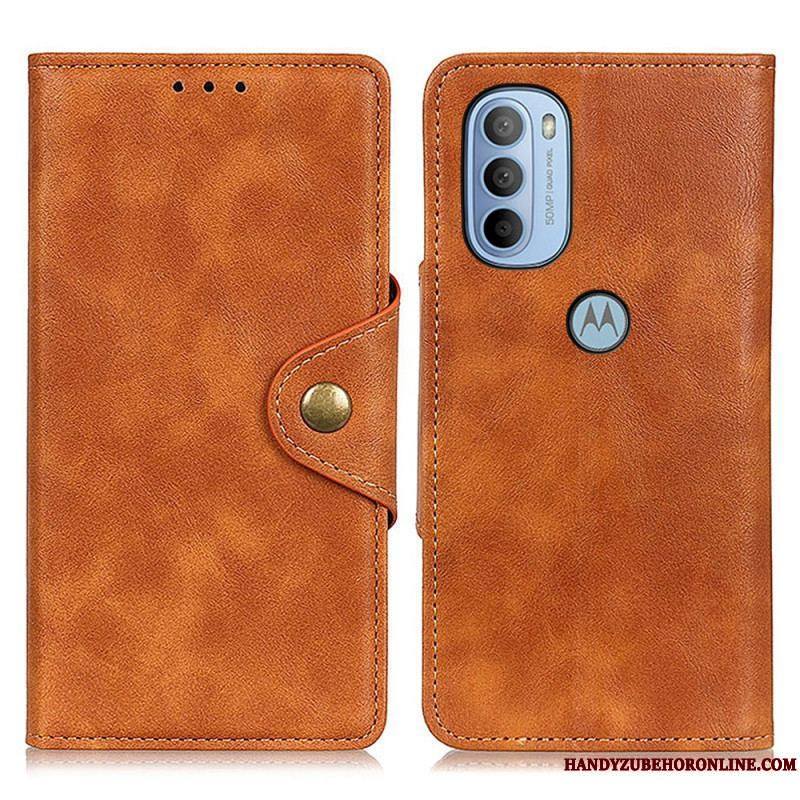 Housse Moto G41 / G31 Simili Cuir Vintage et Bouton