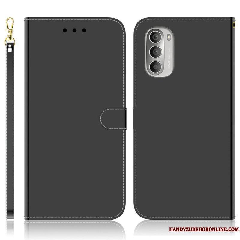 Housse Moto G51 5G Simili Cuir Couverture Miroir