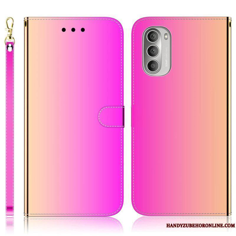 Housse Moto G51 5G Simili Cuir Couverture Miroir