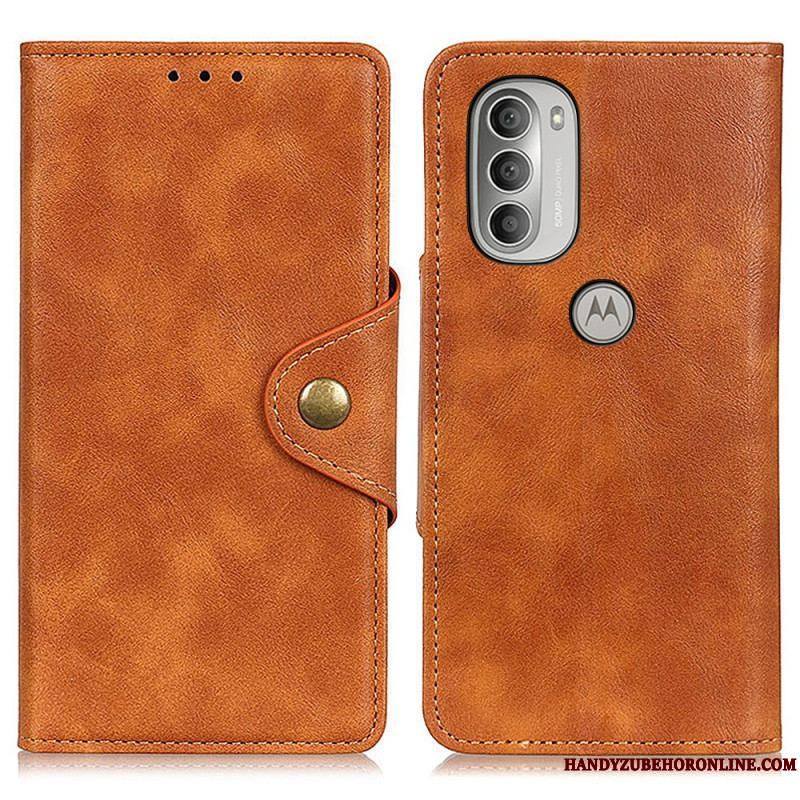 Housse Moto G51 5G Simili Cuir Vintage et Bouton