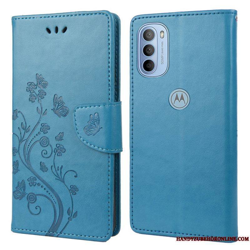 Housse Moto G51 5G Splendides Papillons à Lanière